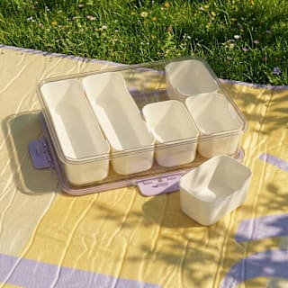 Snackbox mit Einzelfächern & Griff aus Kunststoff, lila/offwhite  Dekorieren & Einrichten