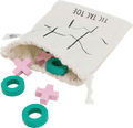 Tic Tac Toe-Spiel aus Holz im Jutebeutel, rosa/grün  Dekorieren & Einrichten