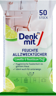 Feuchte Allzwecktücher Limette & Basilikum Denkmit