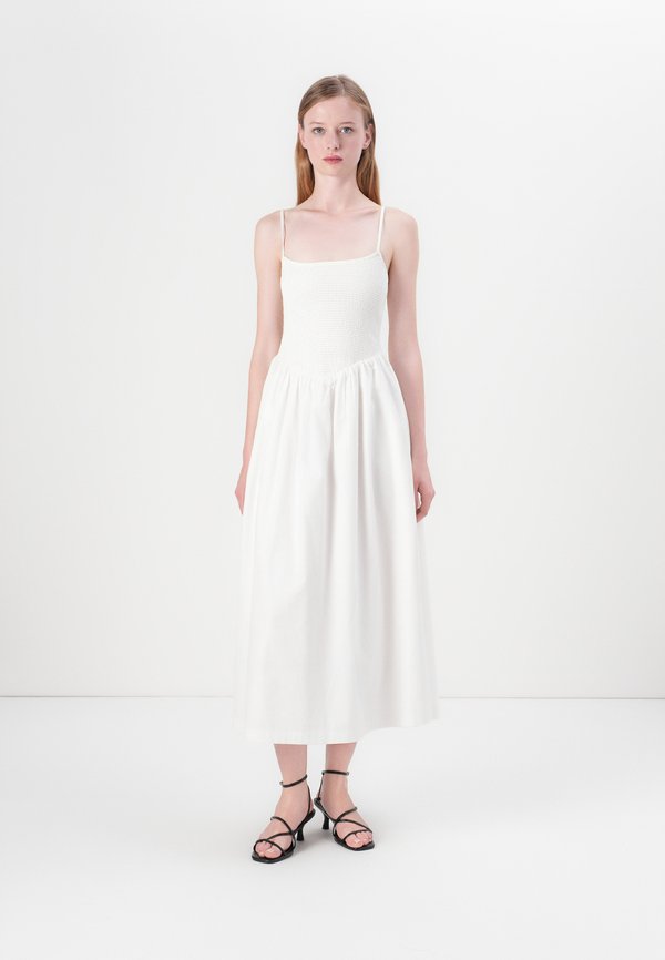 Abercrombie & Fitch SMOCKED DIP WAIST MIDI DRESS