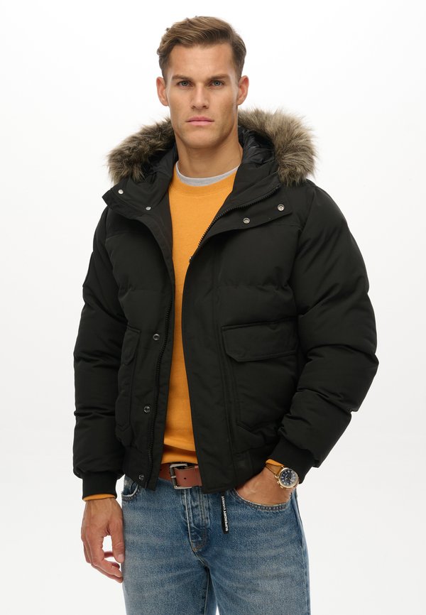 Superdry & Co SUPERDRY EVEREST HOODED PUFFER BOMBER JACKET.. - Winter jacket - jet black
