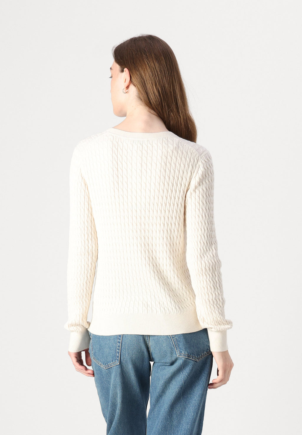 CABLE KNIT V NECK JUMPER Media 4