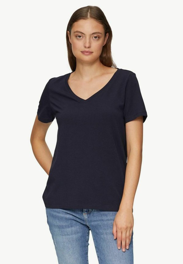 s.Oliver S.OLIVER DAMEN T-SHIRT V-AUSSCHNITT | 2ER PACK - Basic T-shirt - navy weiß