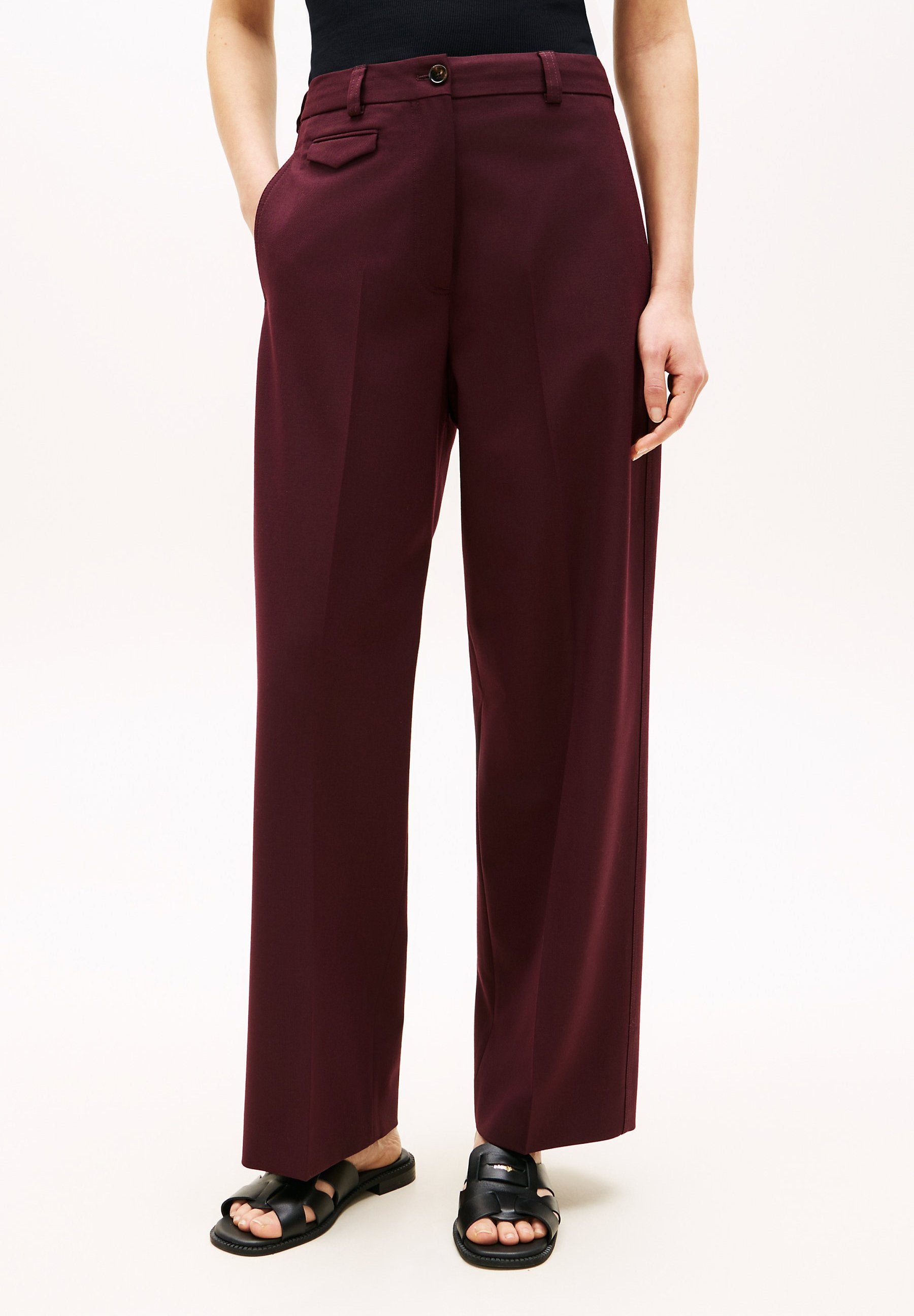 WOOL BLEND LOOSE STRAIGHT LEG TROUSERS Media 3