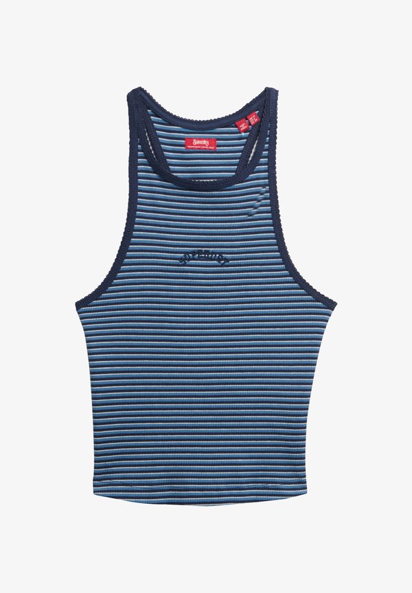 Superdry & Co ESSENTIAL LOGO STRIPED RACER - Top - richest navy feeder