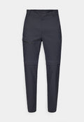Marineblaue, leichte Hose mit einer Reißverschlusstasche am Oberschenkel und geraden Beinen; aus einem weichen, strapazierfähigen Material gefertigt.