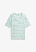 TOM TAILOR MIT V-AUSSCHNITT - Print T-shirt - blue haze/offwhite stripe