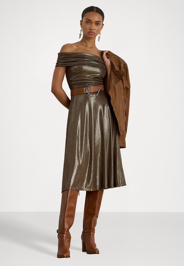 Lauren Ralph Lauren METALLIC OFF THE SHOULDER COCKTAIL DRESS
