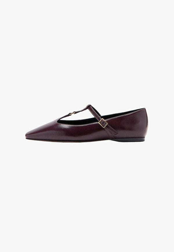 Mango Ankle strap ballet pumps - burgundy