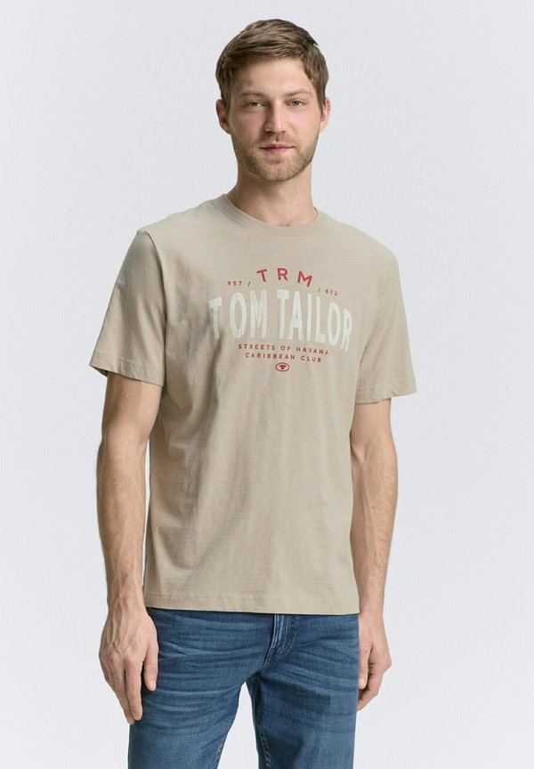 TOM TAILOR Print T-shirt - cashew beige