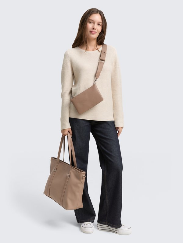 TOM TAILOR JAMILA ZIP SHOPPER L - Handbag - taupe