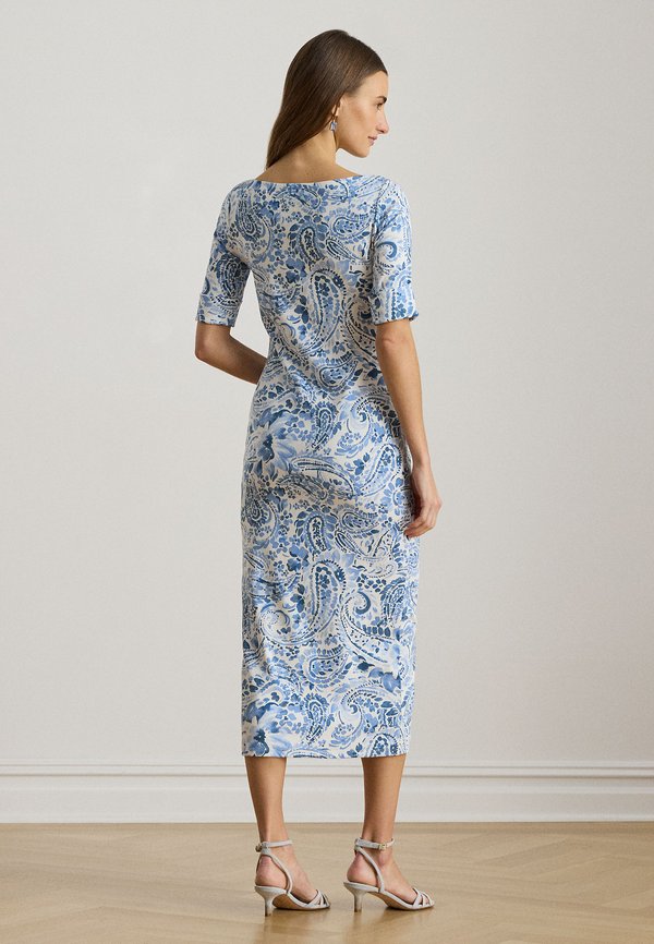 Lauren Ralph Lauren PAISLEY COTTON BOATNECK MIDI DRESS