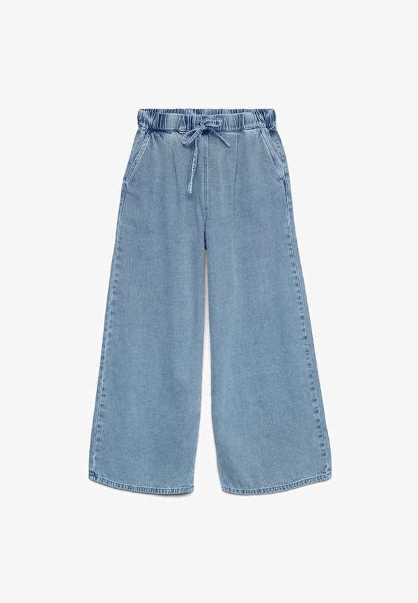 Vero Moda VMVALERIA PULL UP - Wide Leg - light blue denim
