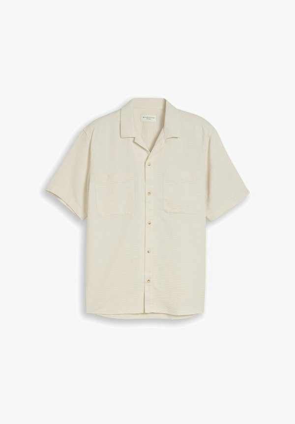 TOM TAILOR REGULAR FIT RESORT HEMD MIT WAFFELSTRUKTUR - Shirt - gardenia white