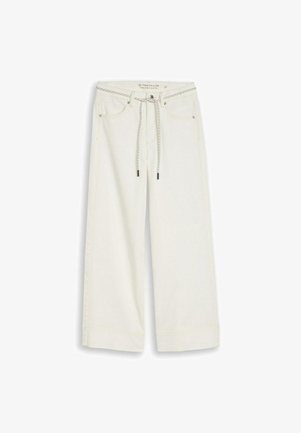 TOM TAILOR TTNELMA CULOTTE JEANS MIT BINDEGÜRTEL - Denim skirt - white denim