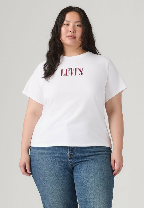 Levi's® PL PERFECT TEE PLUS RHINESTONE SPORTY LE. - Print T-shirt - pl serif stud outline navy blazer - whites
