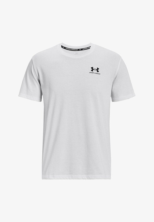 Under Armour S UA LOGO EMBROIDERED HEAVYWEIGHT SHORT SLEEVE - Print T-shirt - white