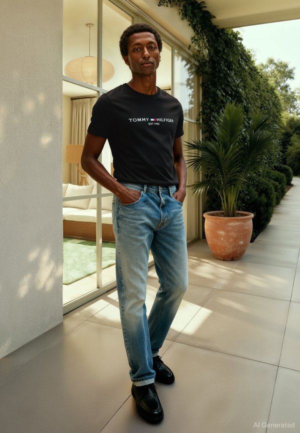 Tommy Hilfiger CORE LOGO TEE - Print T-shirt - black