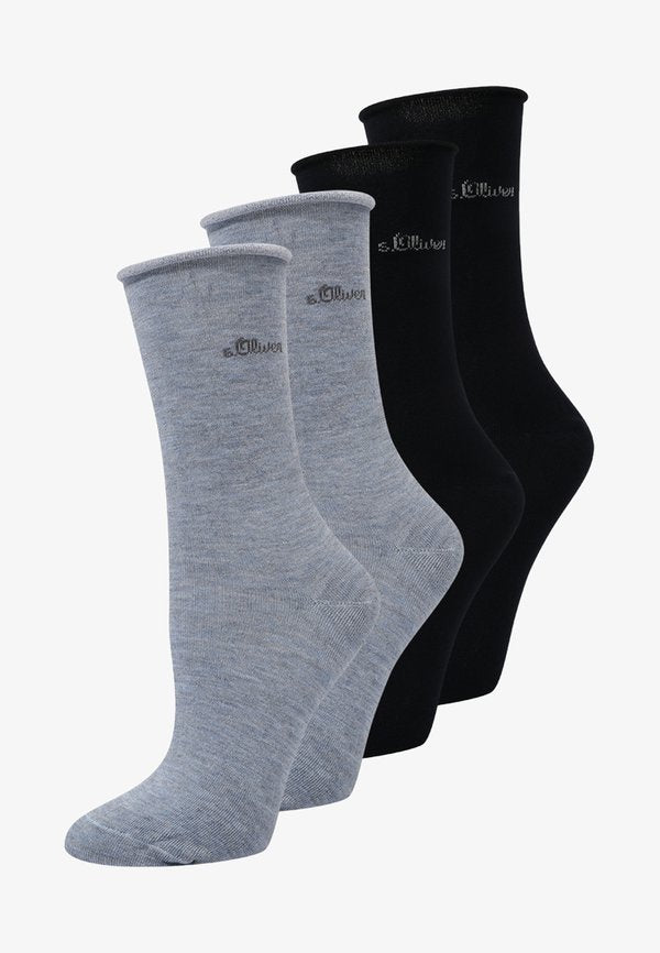 s.Oliver ONLINE SILKY TOUCH 4 PACK - Socks - stone melange/navy