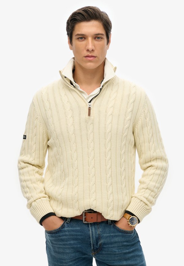 Superdry & Co CLASSIC CABLE HALF-ZIP - Jumper - cream