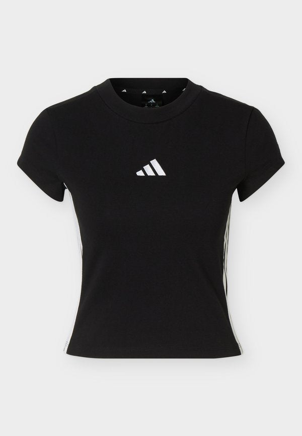 adidas Sportswear ESSENTIALS 3 STRIPES PADDED SLIM BABY - Print T-shirt - black/white