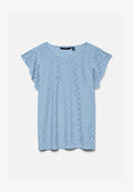 Vero Moda VMTASSA FRILL - Print T-shirt - cashmere blue