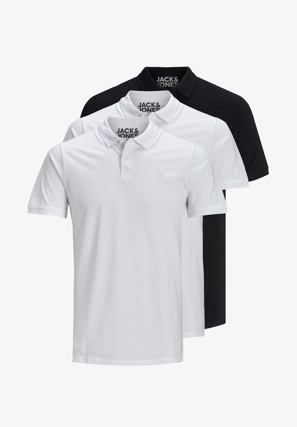 Jack & Jones 3 PACK BASIC - Polo shirt - white/white/black