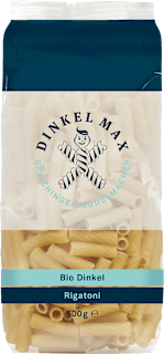Nudeln, Rigatoni aus Dinkel Dinkel Max