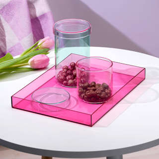 Aufbewahrungsdose aus Glas, rosa/grün (15,5x9,5 cm) dm home