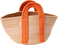 Aufbewahrungskorb aus Baumwolle mit Henkeln, beige/orange (35x32 cm) dm home