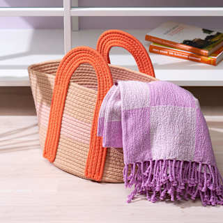 Aufbewahrungskorb aus Baumwolle mit Henkeln, beige/orange (35x32 cm) dm home