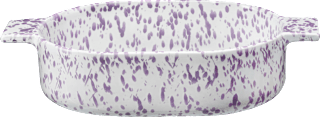 Auflaufform aus Steinzeug, gesprenkelt weiß/flieder (30x17x7 cm) dm home