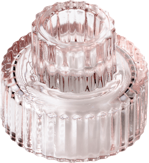 Kerzenhalter 2in1 aus Glas, rosa (4x5 & 5x8 cm) dm home