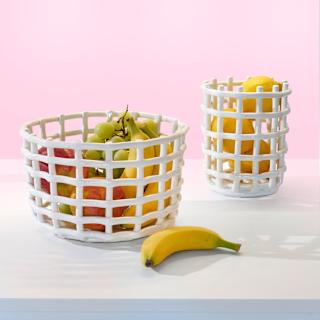 Korb aus Keramik für Obst/Brot, offwhite (23,5x13,5 cm) dm home