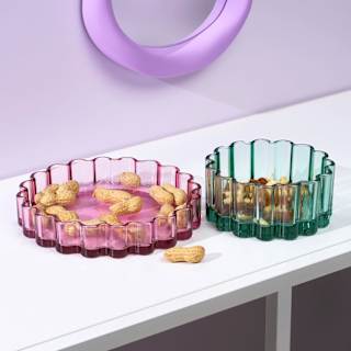 Schale aus Glas, gewellt, grün (13,5x6 cm) dm home
