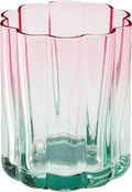 Trinkglas, gewellt, rosa/grün (9x7,5 cm) dm home