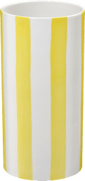 Vase aus Steingut, gestreift, weiß/gelb (21x10,5 cm) dm home
