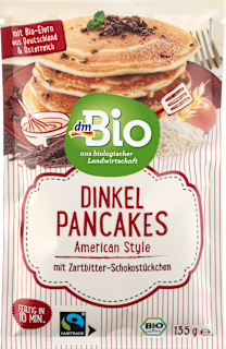 Backmischung Dinkel Pancakes mit Zartbitter-Schokostückchen, American Style dmBio