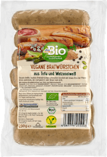 Bratwürstchen, Tofu & Weizeneiweiß dmBio