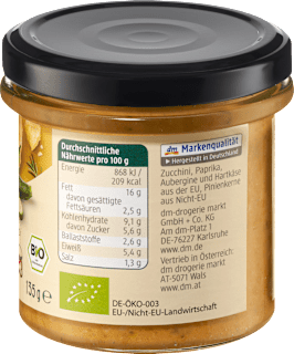 Brotaufstrich, Mediterranes Gemüse & Käse dmBio