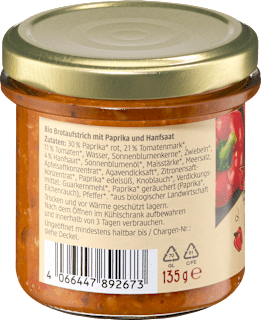 Brotaufstrich, Saatenaufstrich Paprika & Hanf dmBio