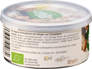Brotaufstrich, Vegane Pastete Shiitake-Champignon dmBio