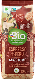 Espresso de Peru, ganze Bohne dmBio