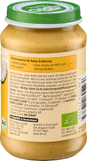 Frucht & Getreide Apfel, Banane, Mango Müsli in Kokos, ab dem 6. Monat dmBio
