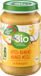 Frucht & Getreide Apfel, Banane, Mango Müsli in Kokos, ab dem 6. Monat dmBio