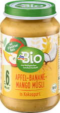 Frucht & Getreide Apfel, Banane, Mango Müsli in Kokos, ab dem 6. Monat dmBio