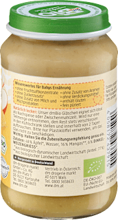 Frucht & Getreide Apfel-Mango mit Dinkelgrieß ab dem 5. Monat dmBio