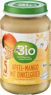 Frucht & Getreide Apfel-Mango mit Dinkelgrieß ab dem 5. Monat dmBio