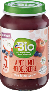 Früchte Apfel mit Heidelbeere ab dem 5. Monat dmBio