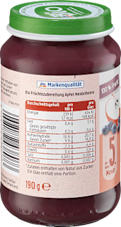 Früchte Apfel mit Heidelbeere ab dem 5. Monat dmBio